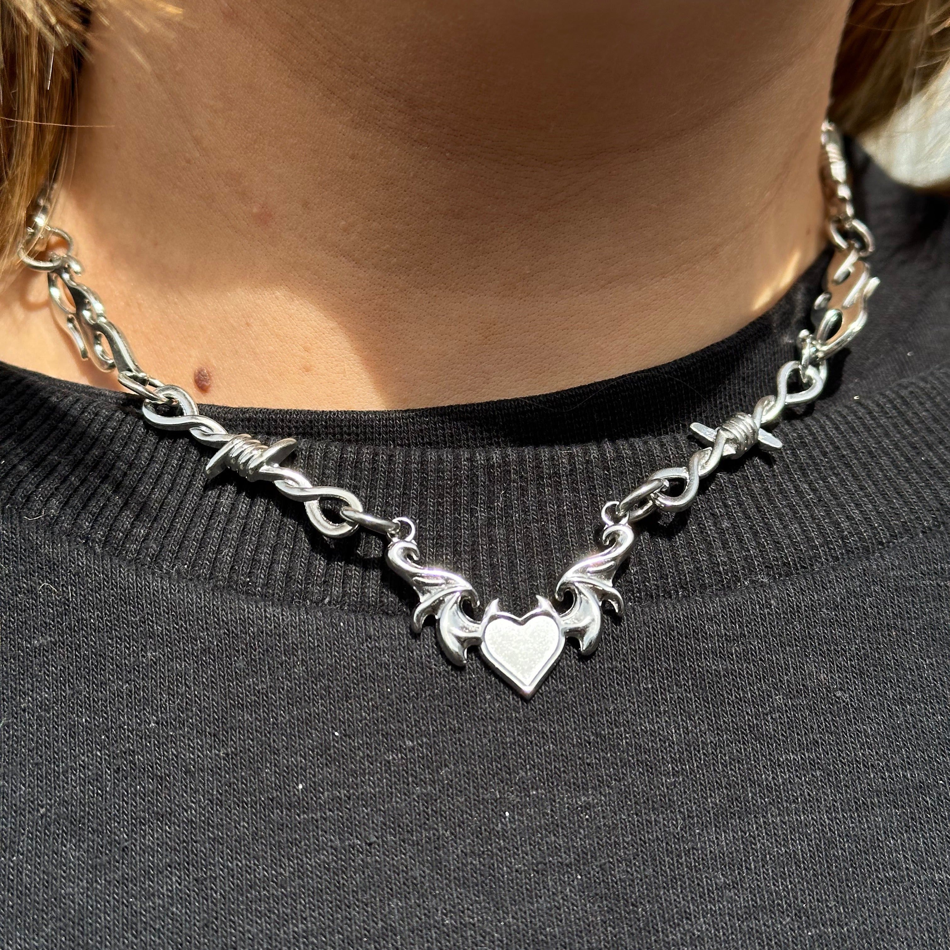 DEVIL BARBED FLAME NECKLACE-Vicious Punx-Vicious Punx