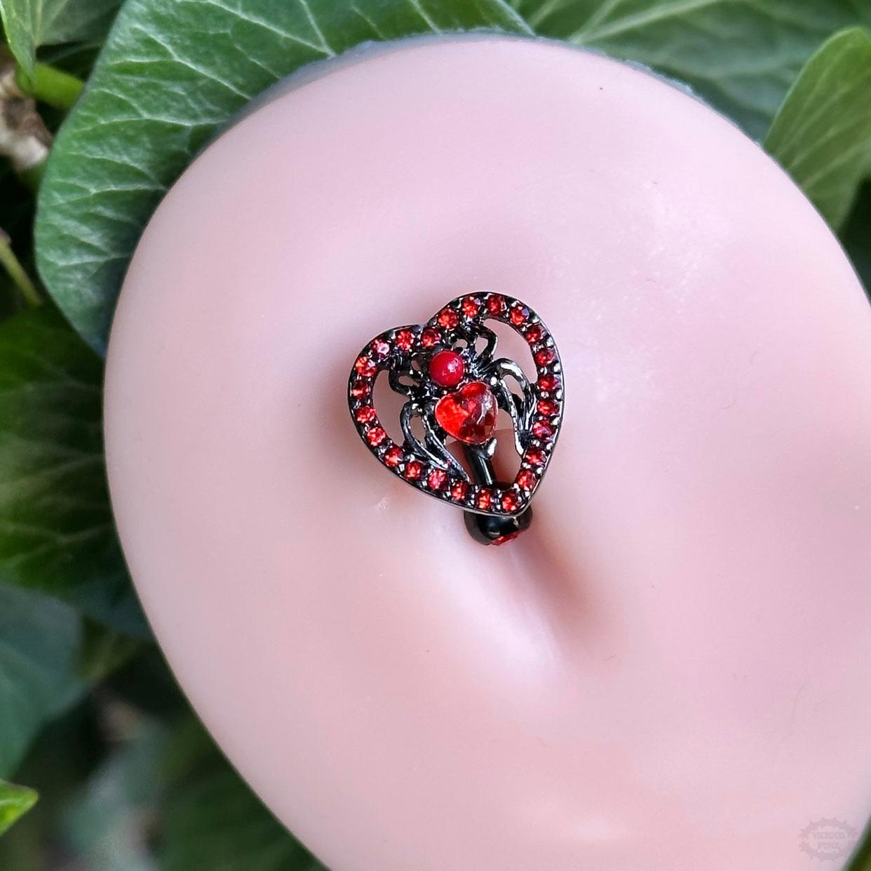 BLACK & RED SPIDER REVERSE BELLY BAR-Vicious Punx-Vicious Punx