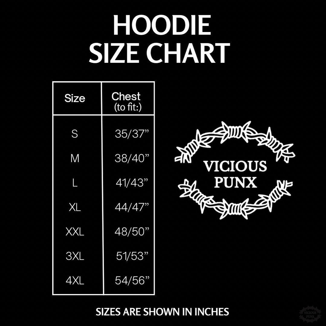 SINNER EMBROIDERED BLACK HOODIE-Vicious Punx-Vicious Punx