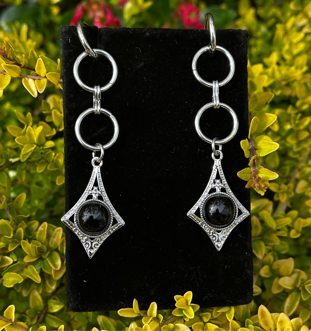 OBSIDIAN ORACLE HOOP EARRINGS