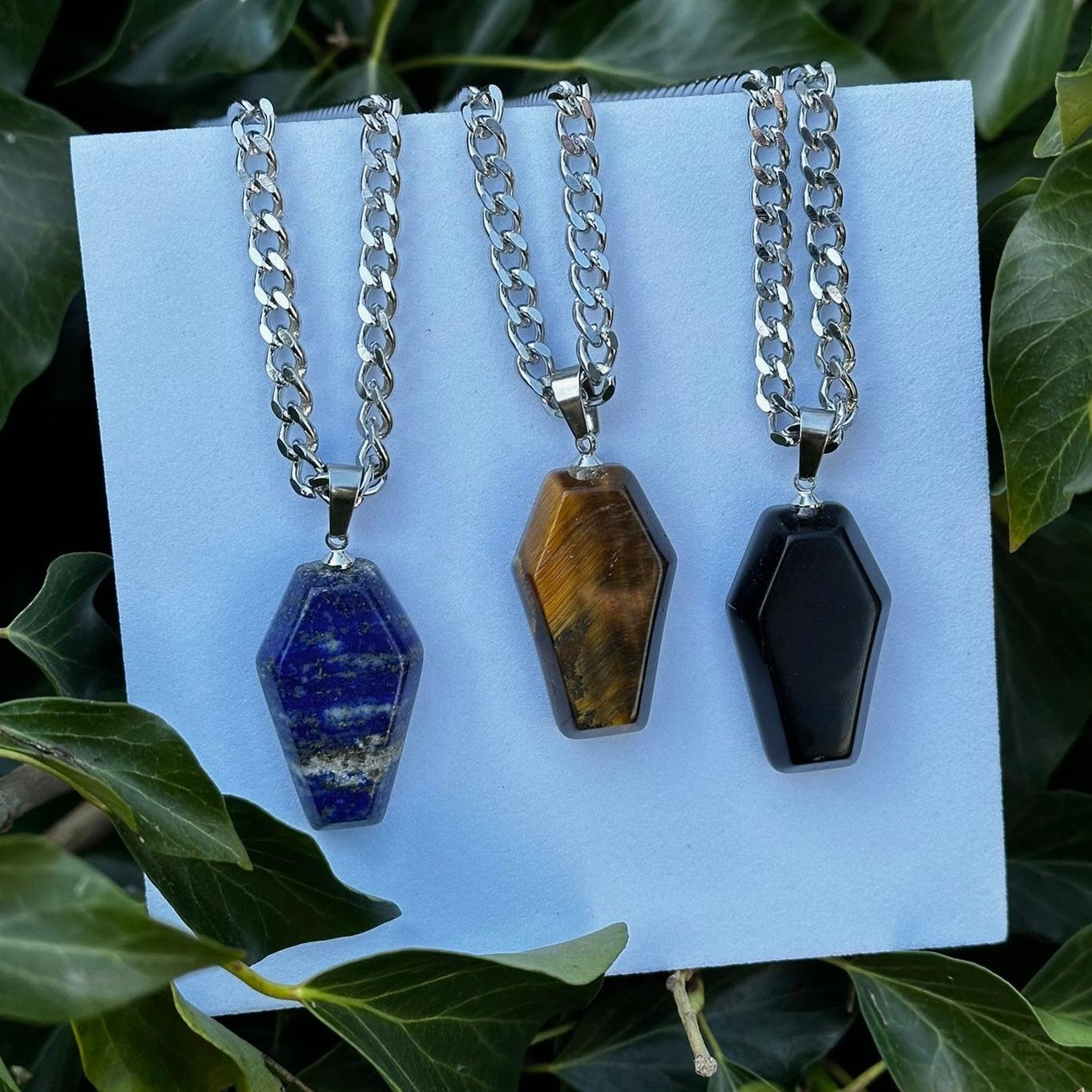 NATURAL STONE COFFIN NECKLACE