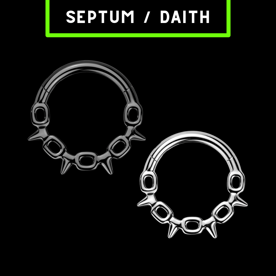 Spiked Chain Clicker – Black or Steel 1.2mm Ring for Daith, Septum or Helix