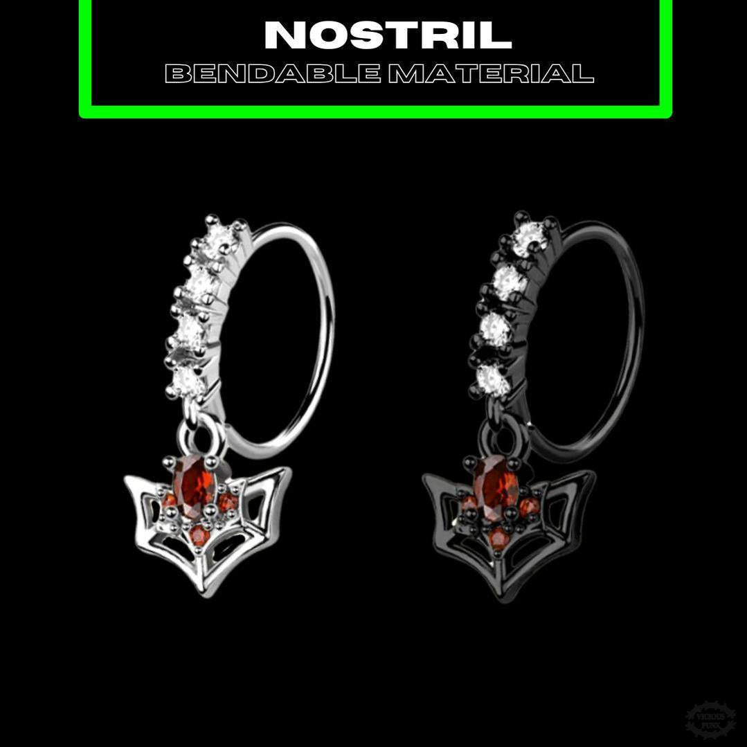 CZ DANGLY WEB NOSE HOOP