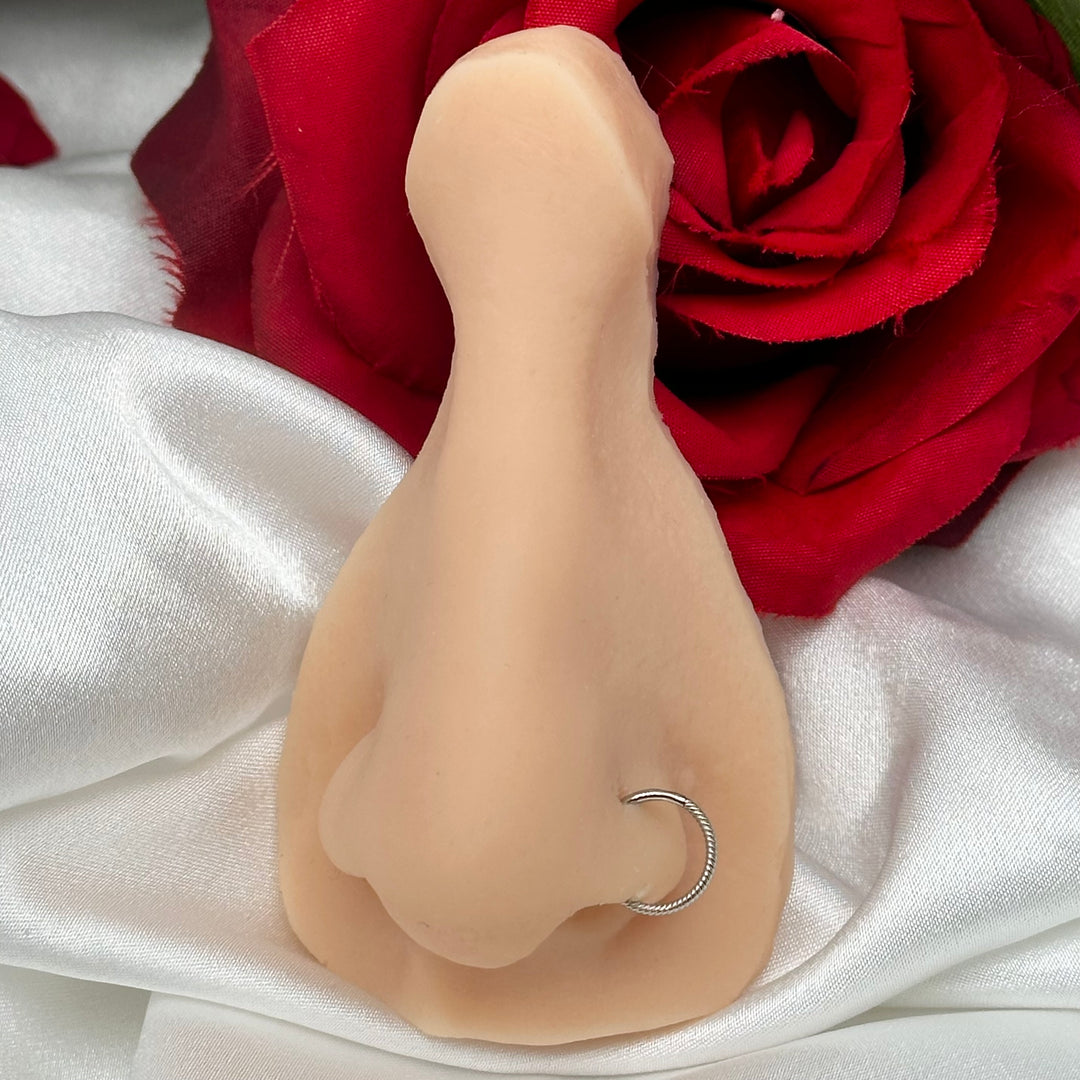 BRAIDED NOSE HOOP - HINGED - 18GA