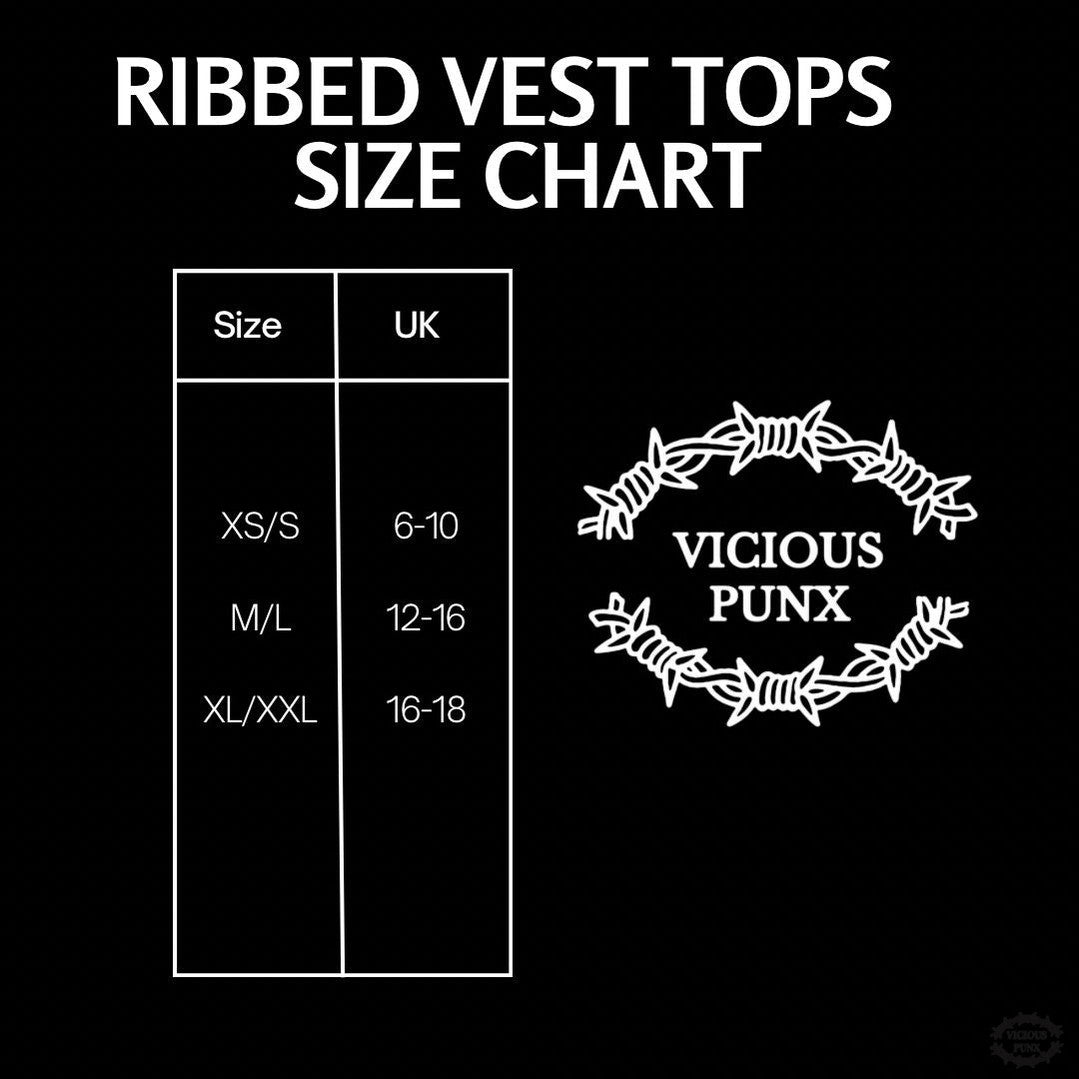 FLAMING SKULL RIBBED VEST-Vicious Punx-Vicious Punx