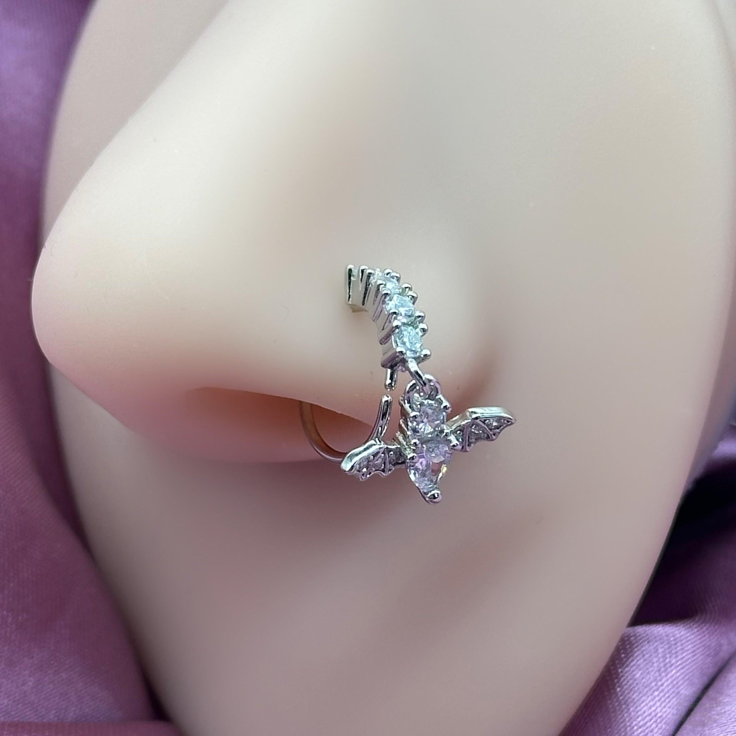 CZ DANGLE BAT NOSE HOOP-Vicious Punx-Vicious Punx