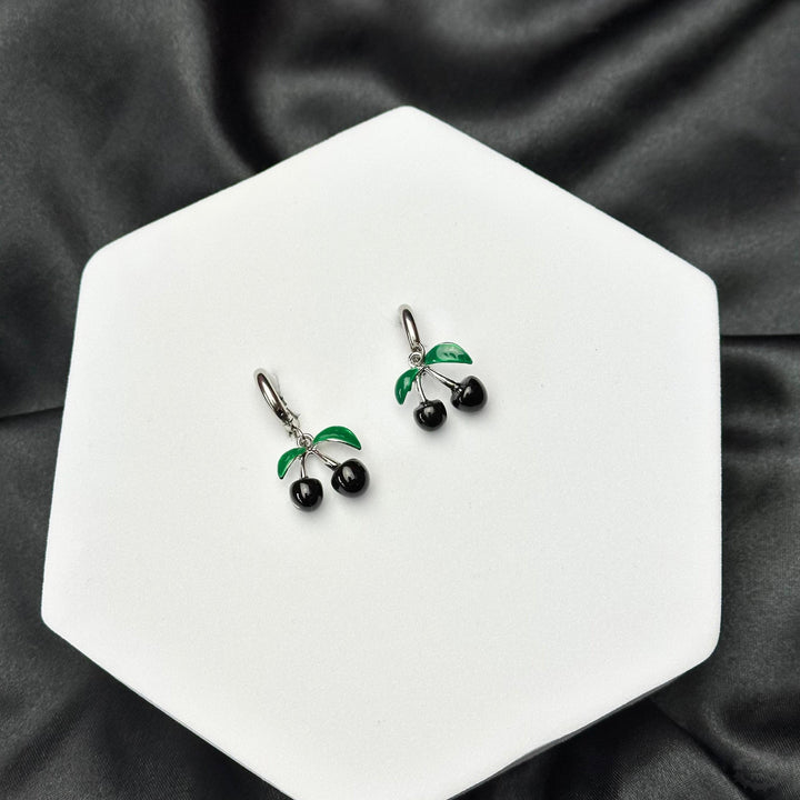 BLACK CHERRY HOOP EARRINGS