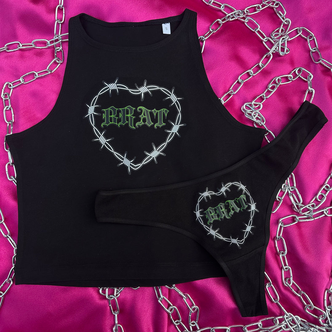 BRAT BARBED WIRE VEST & THONG SET