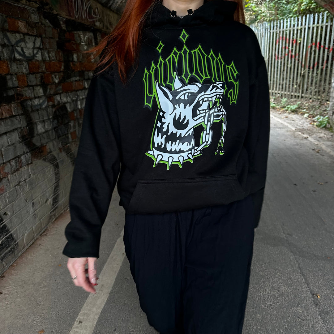 VICIOUS DOG PRINT BLACK HOODIE