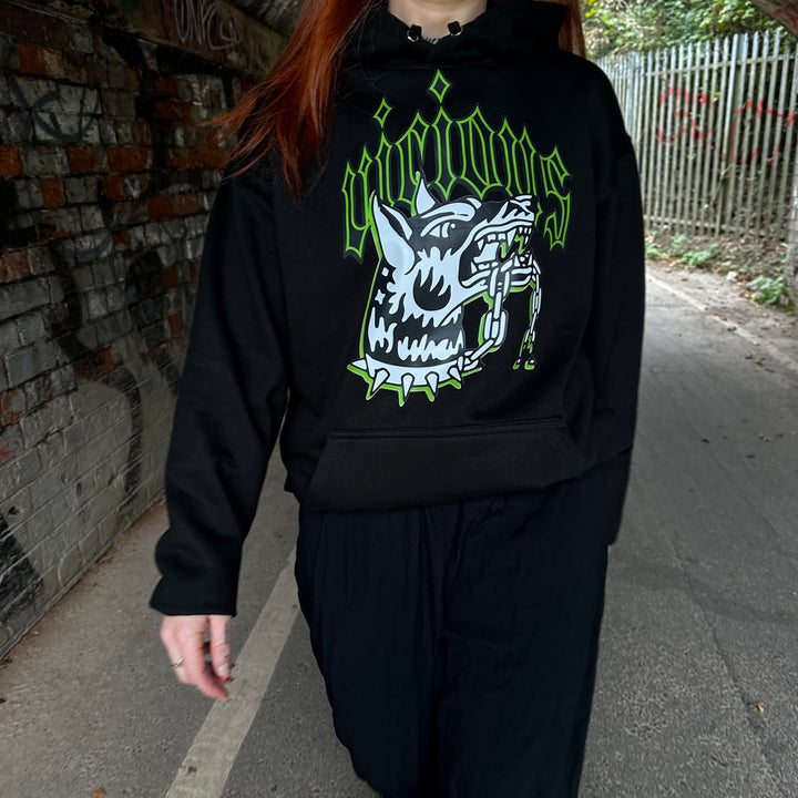 VICIOUS DOG PRINT BLACK HOODIE