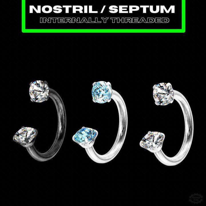 CZ DOUBLE GEM HORSESHOE
