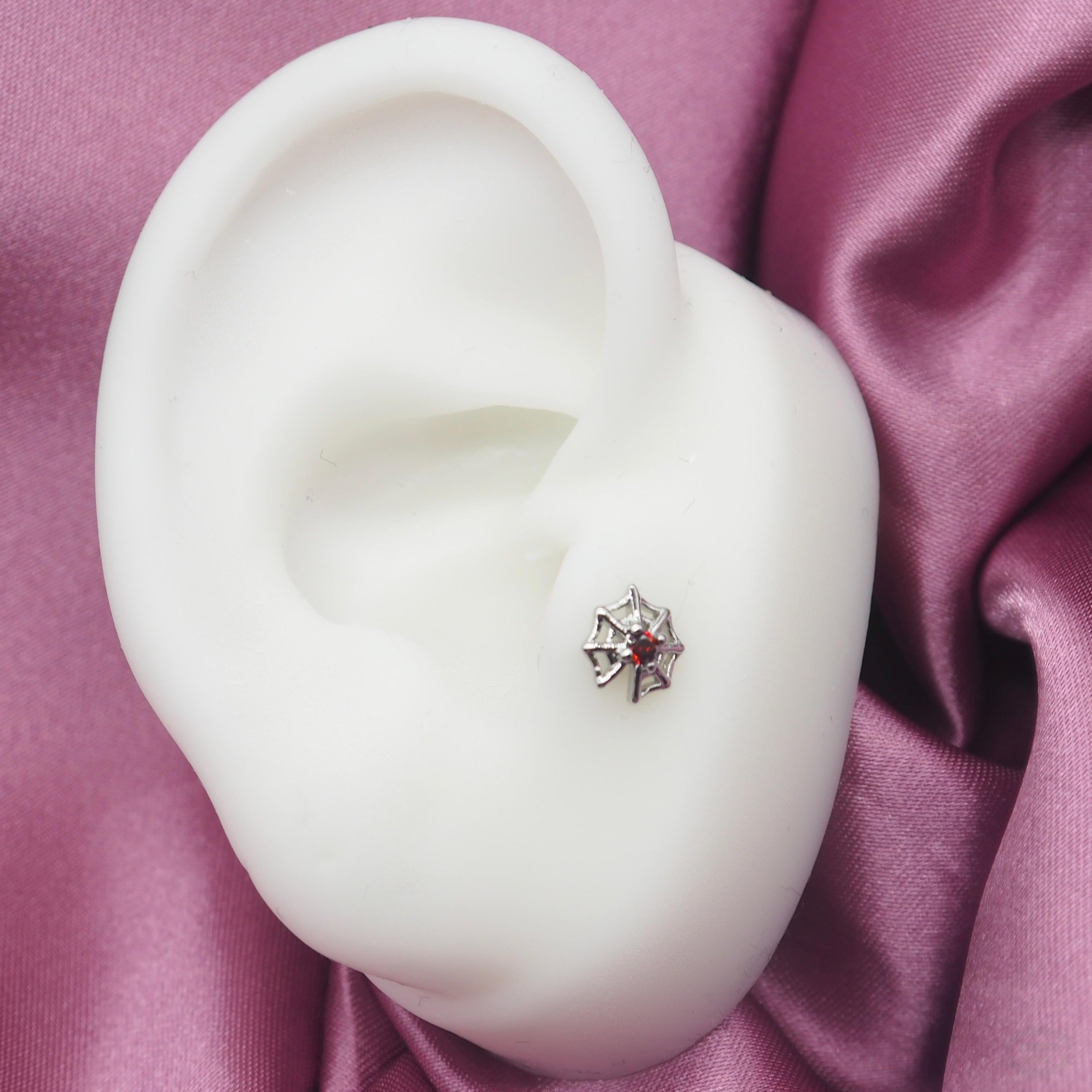 SPIDER WEB THREADLESS FLAT BAR - TRAGUS/LIP/EAR-Vicious Punx-Vicious Punx