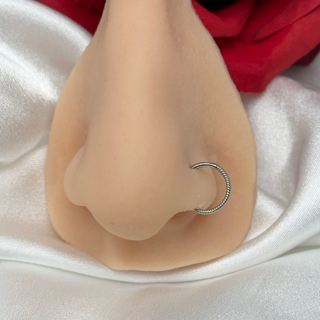 BRAIDED NOSE HOOP - HINGED - 18GA
