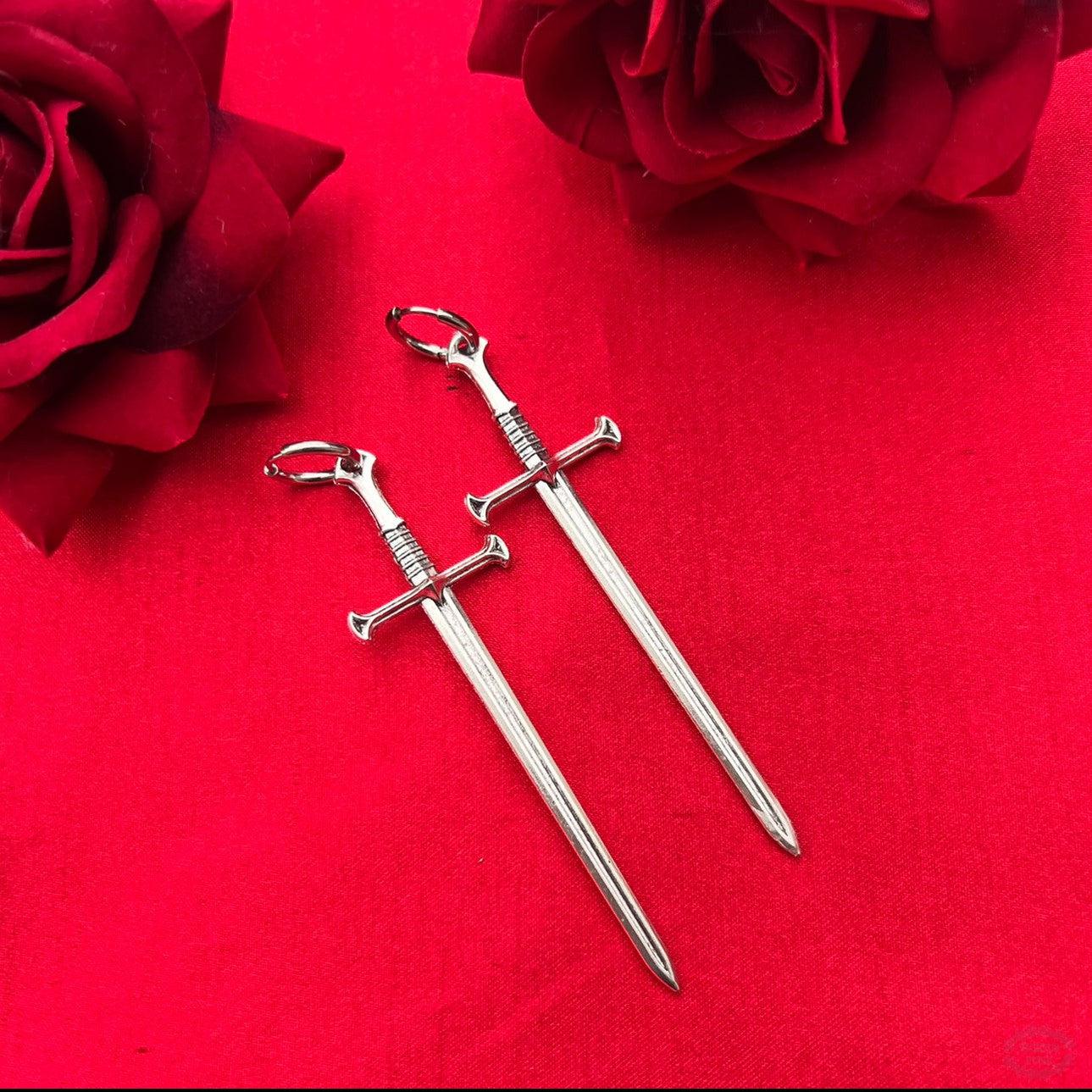 XL SWORD HOOP EARRINGS