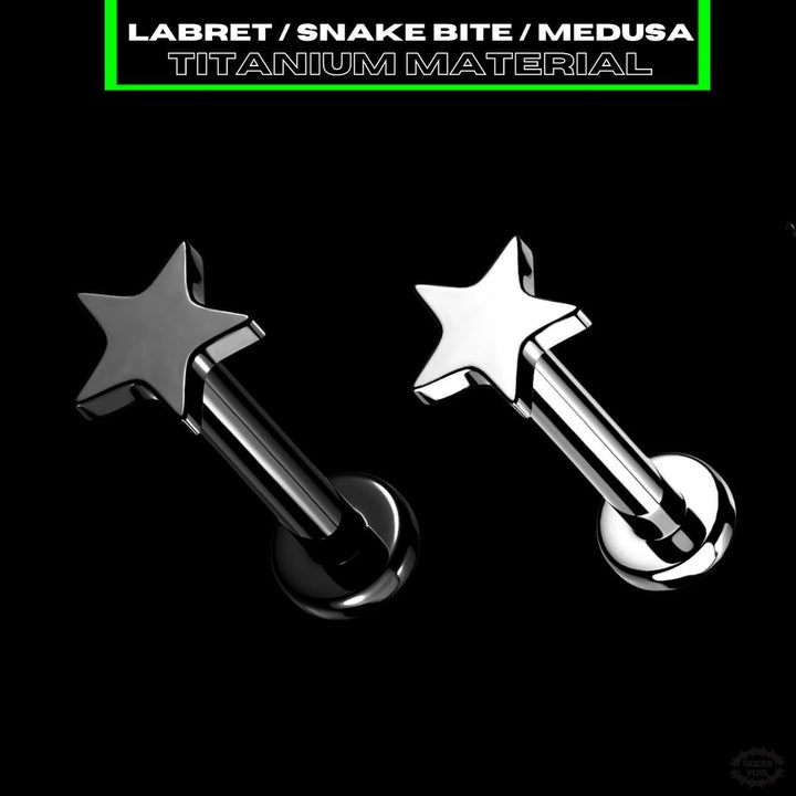 TITANIUM STAR LABRET / SNAKE BITE / CARTILAGE