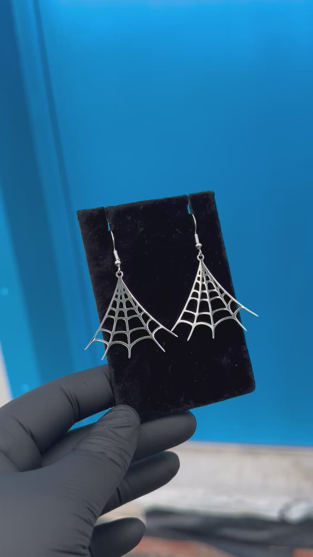 SPIDER WEB DANGLY EARRINGS