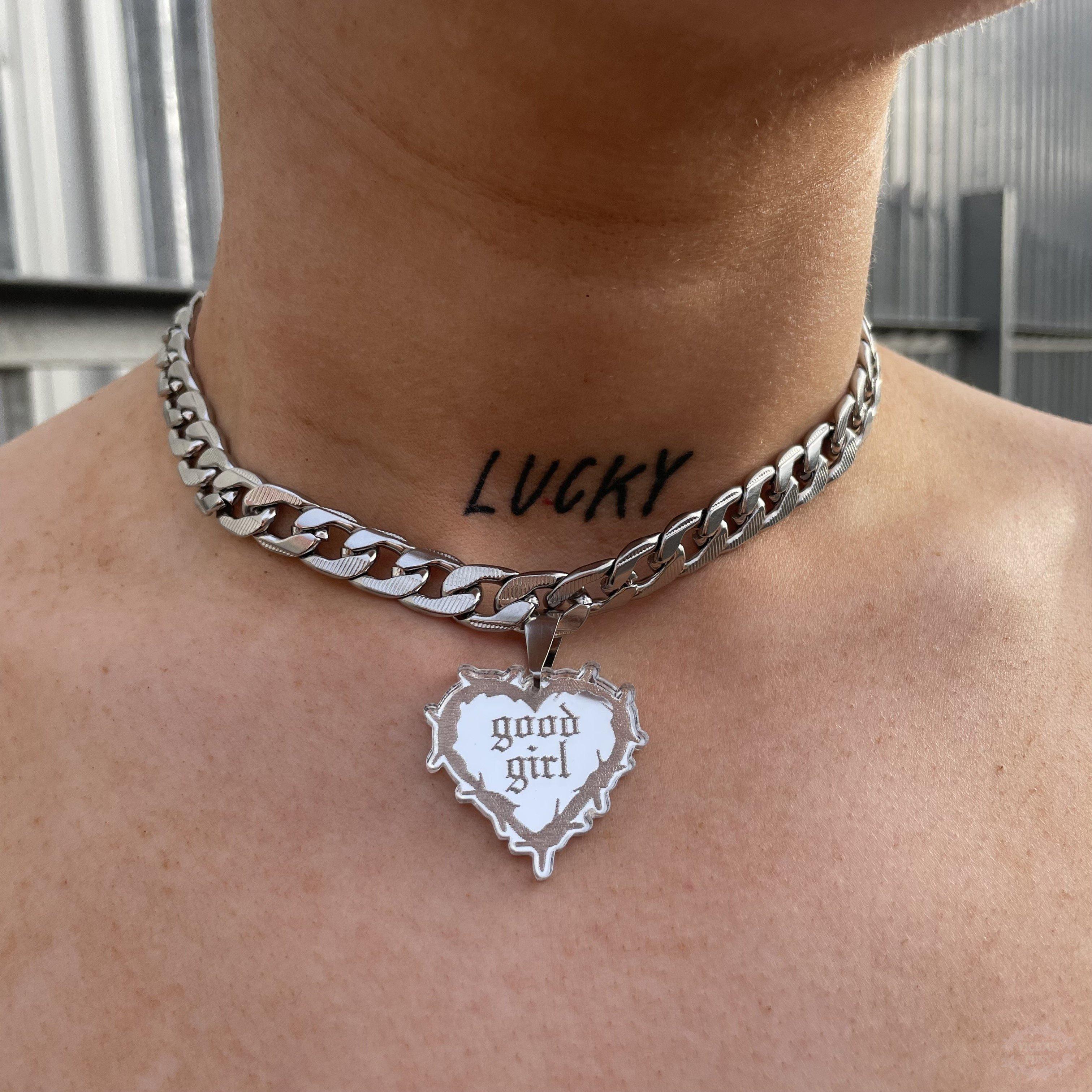 CHUNKY BARBED HEART CHOKER NECKLACE - CUSTOMISABLE-Vicious Punx-Vicious Punx