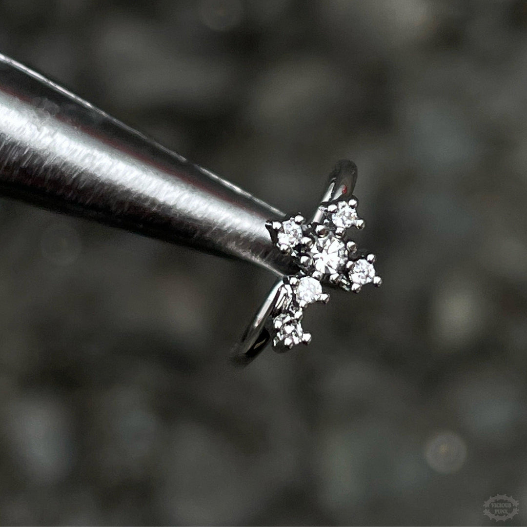 CZ CROSS BENDABLE NOSE RING