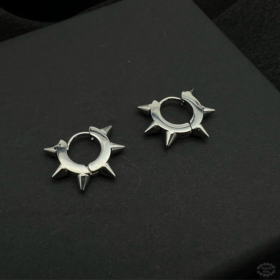 SPIKED HUGGIE HOOP EARRINGS
