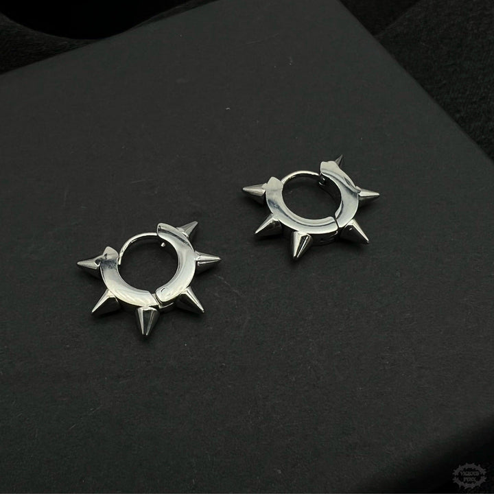 SPIKED HUGGIE HOOP EARRINGS