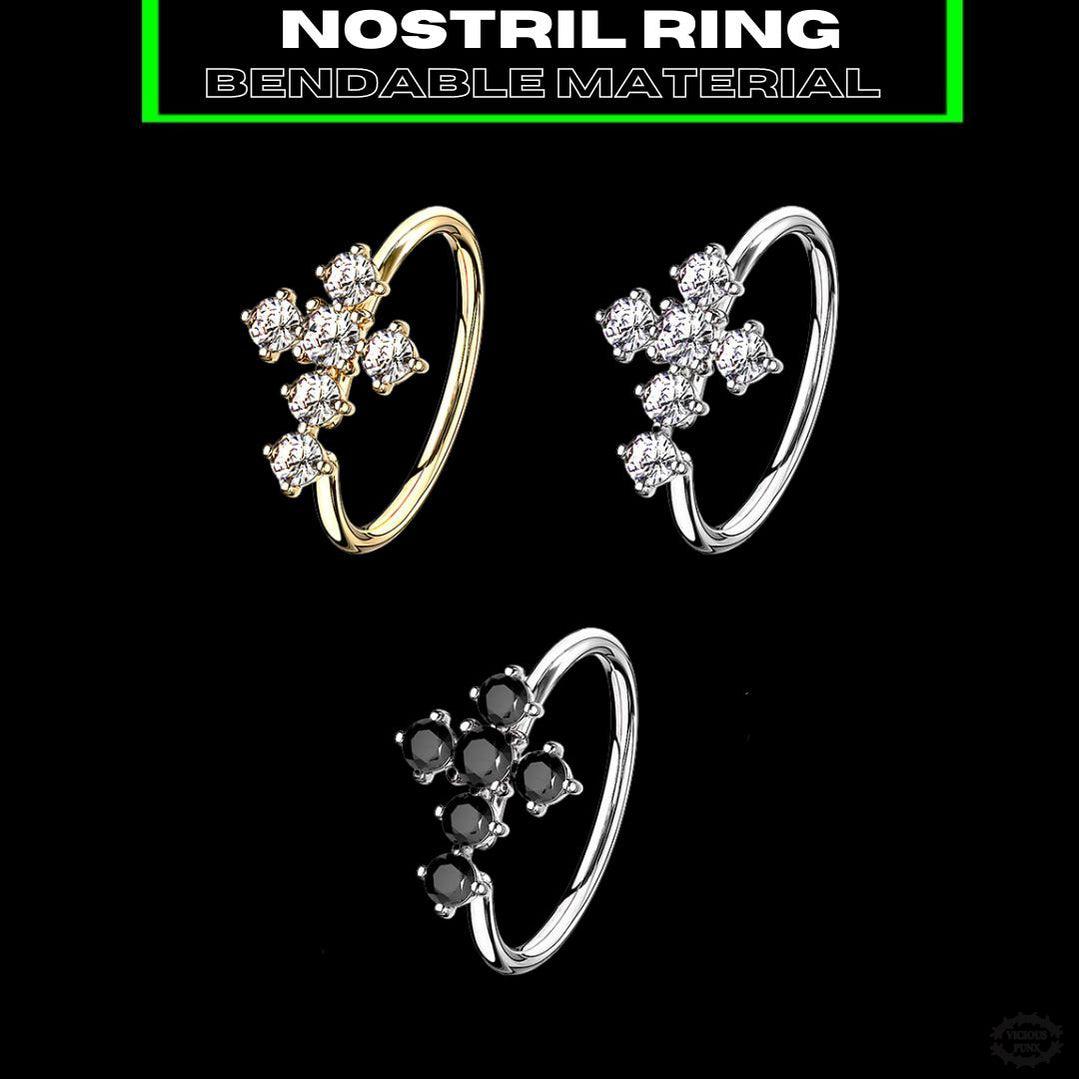 CZ CROSS BENDABLE NOSE RING