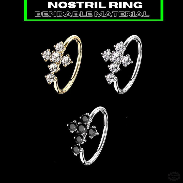 CZ CROSS BENDABLE NOSE RING