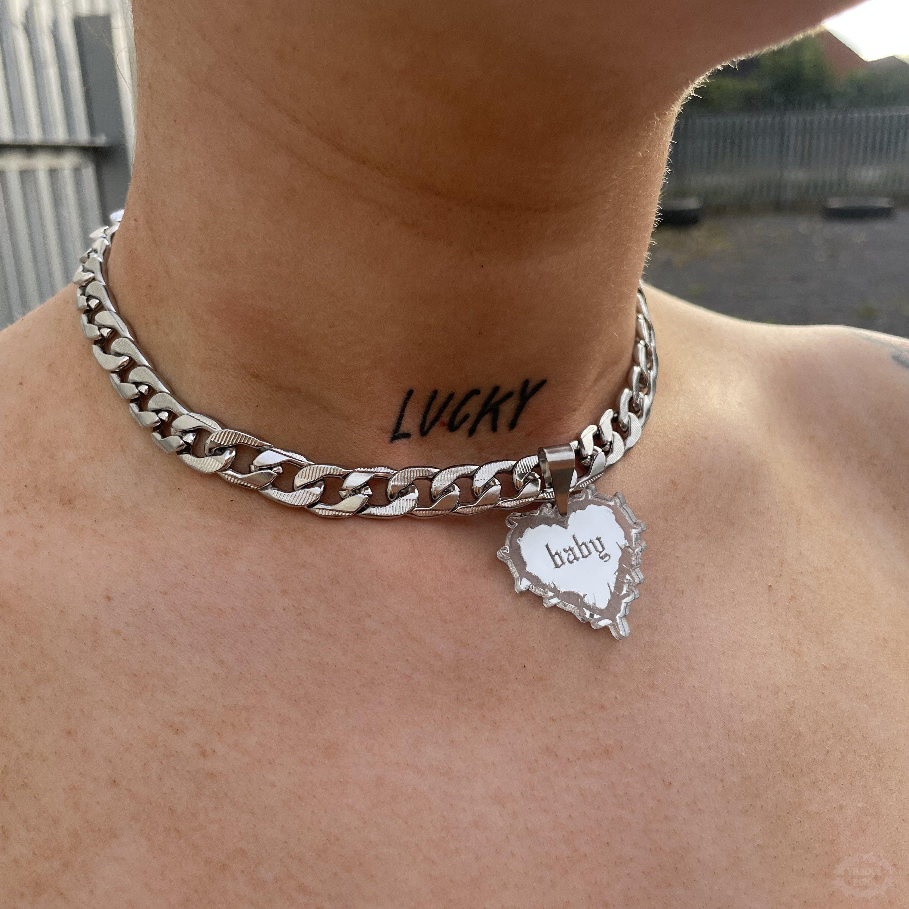 CHUNKY BARBED HEART CHOKER NECKLACE - CUSTOMISABLE-Vicious Punx-Vicious Punx