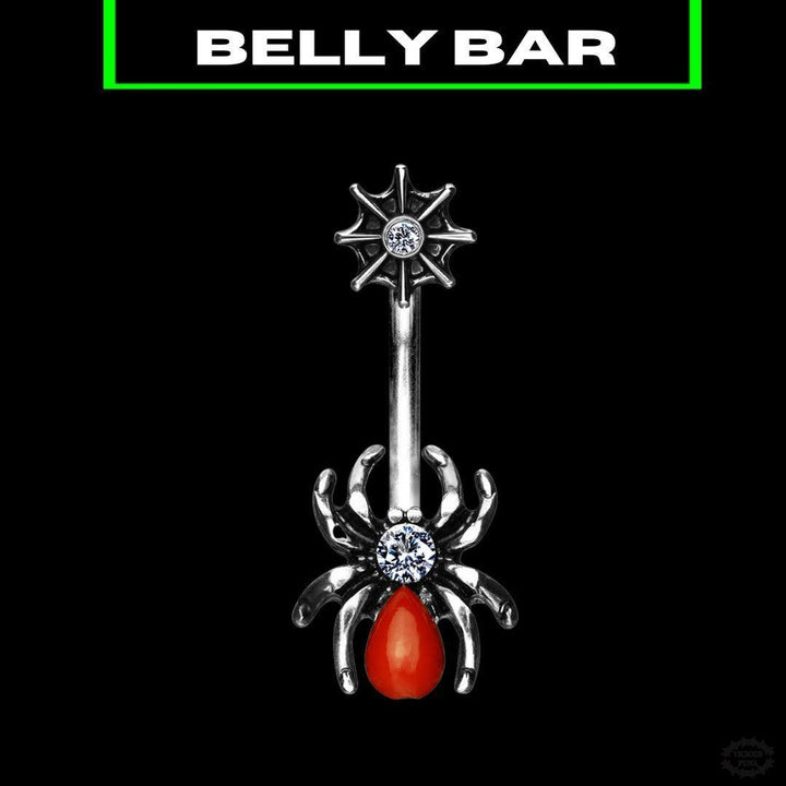 RED SPIDER & WEB BELLY BAR