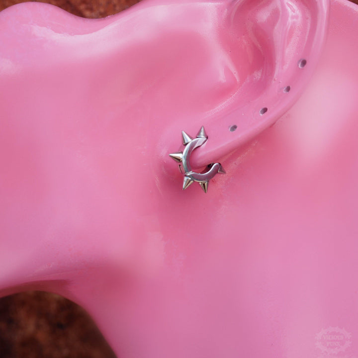 SPIKED HUGGIE HOOP EARRINGS