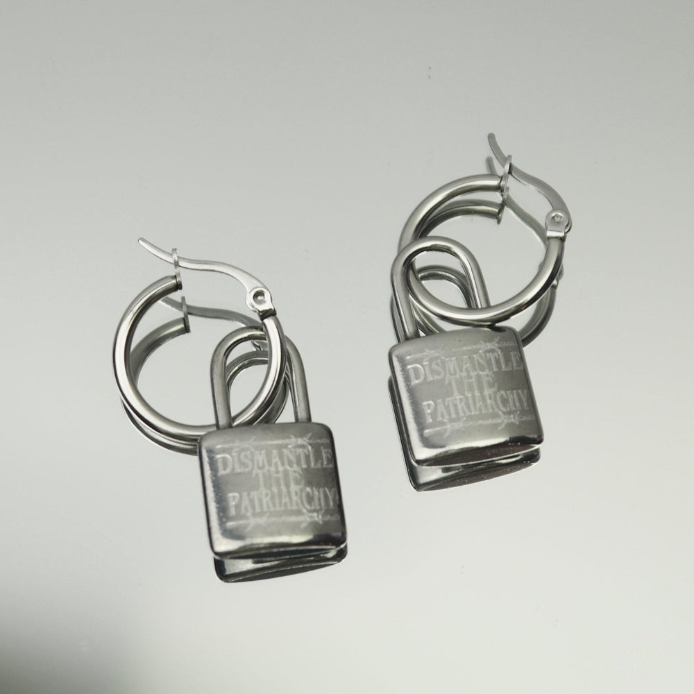 DISMANTLE THE PATRIARCHY PADLOCK EARRINGS