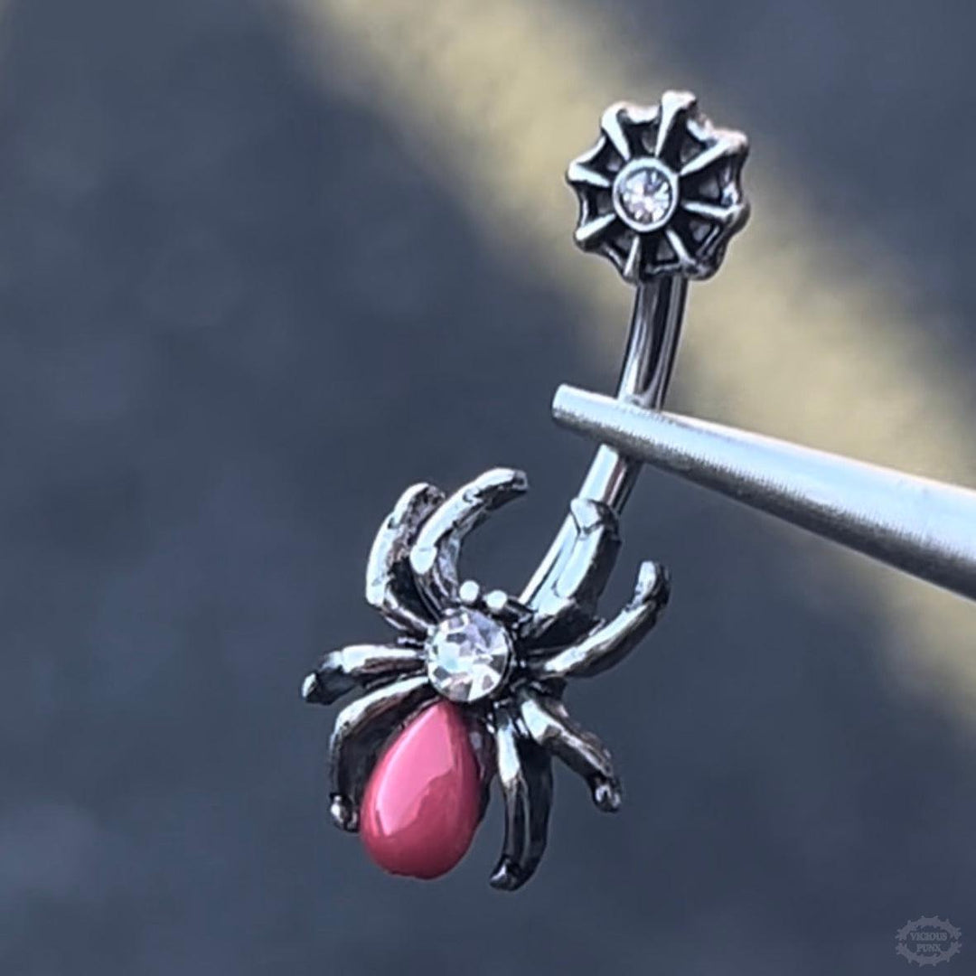 RED SPIDER & WEB BELLY BAR
