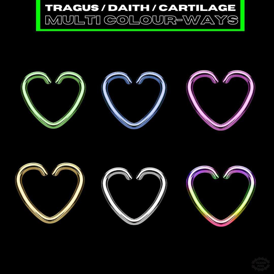 HEART SHAPE CARTILAGE/DAITH/TRAGUS PIERCING