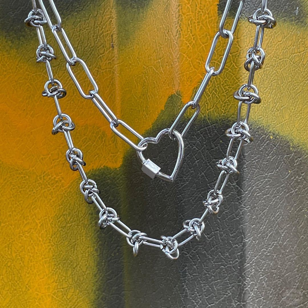 KNOT & HEART INDUSTRIAL NECKLACE