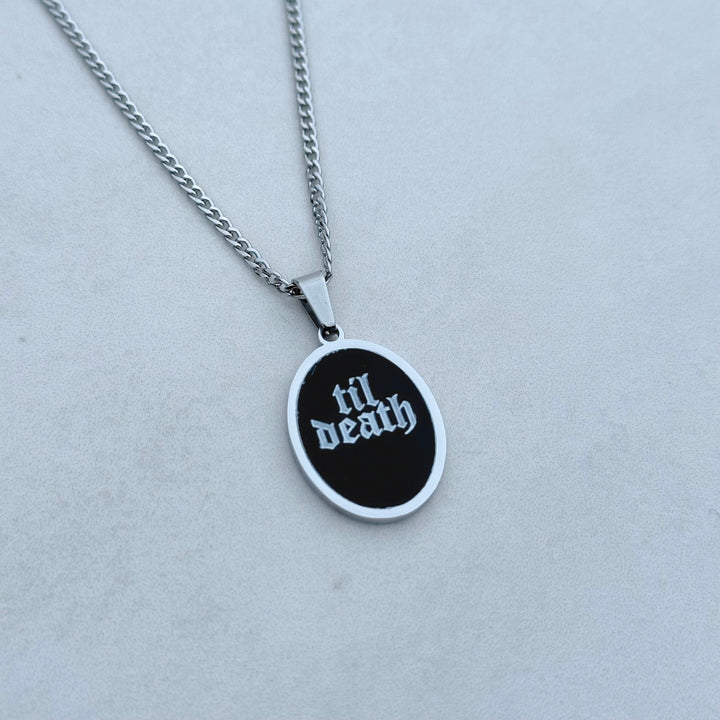 TIL DEATH OVAL PENDANT NECKLACE