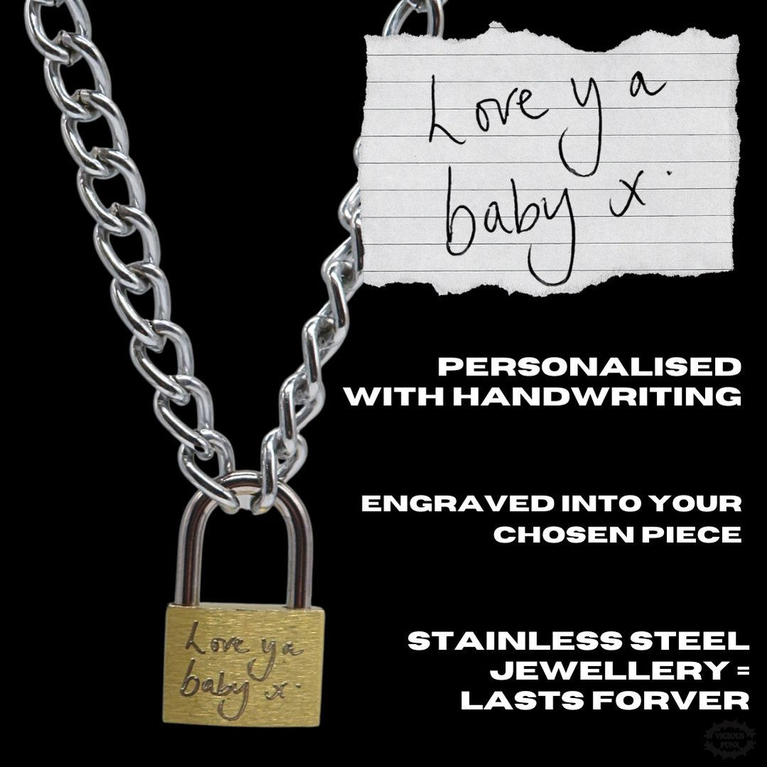 HANDWRITING PADLOCK NECKLACE-Vicious Punx-Vicious Punx