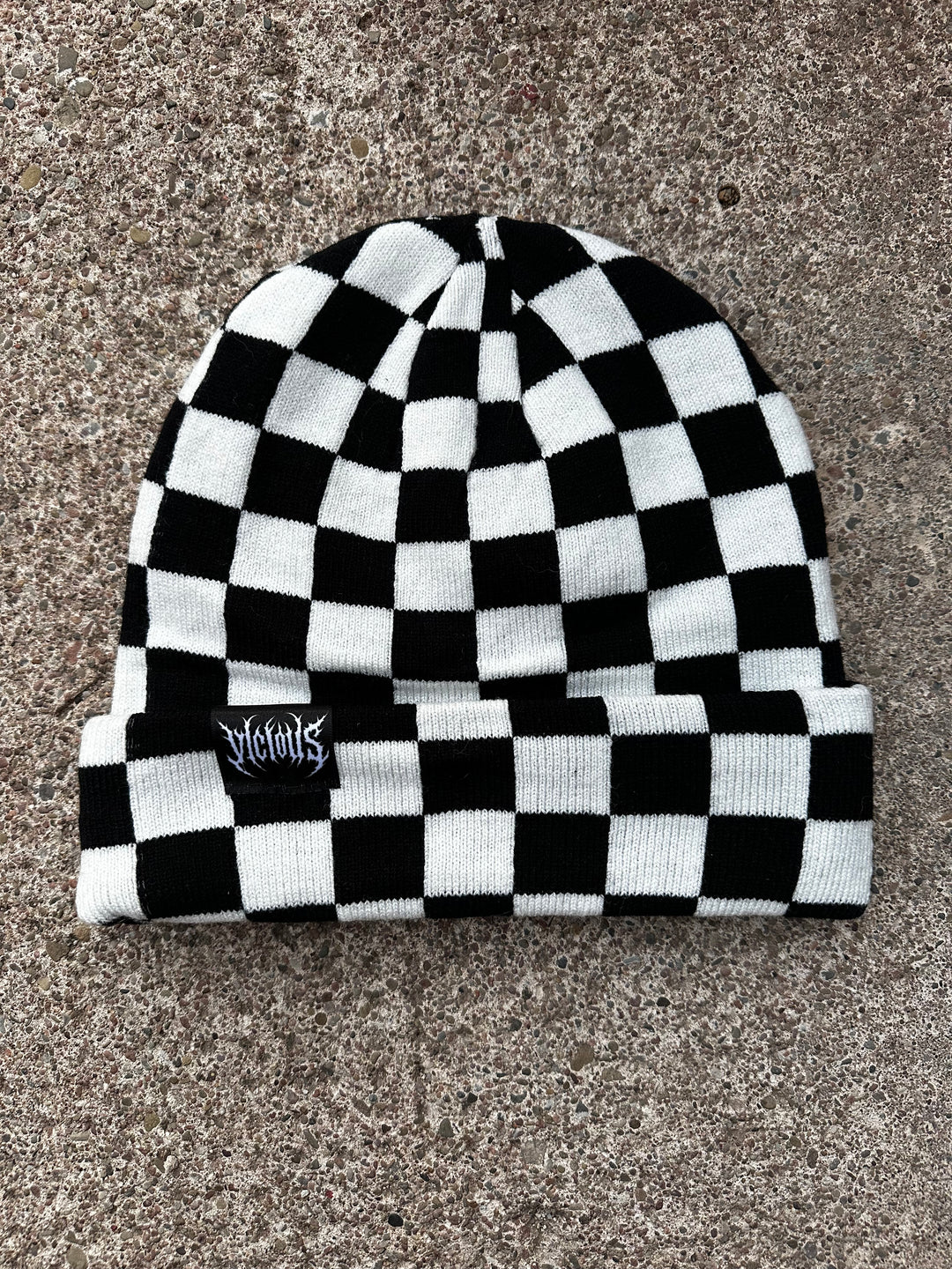 CHECKERBOARD BEANIE HAT