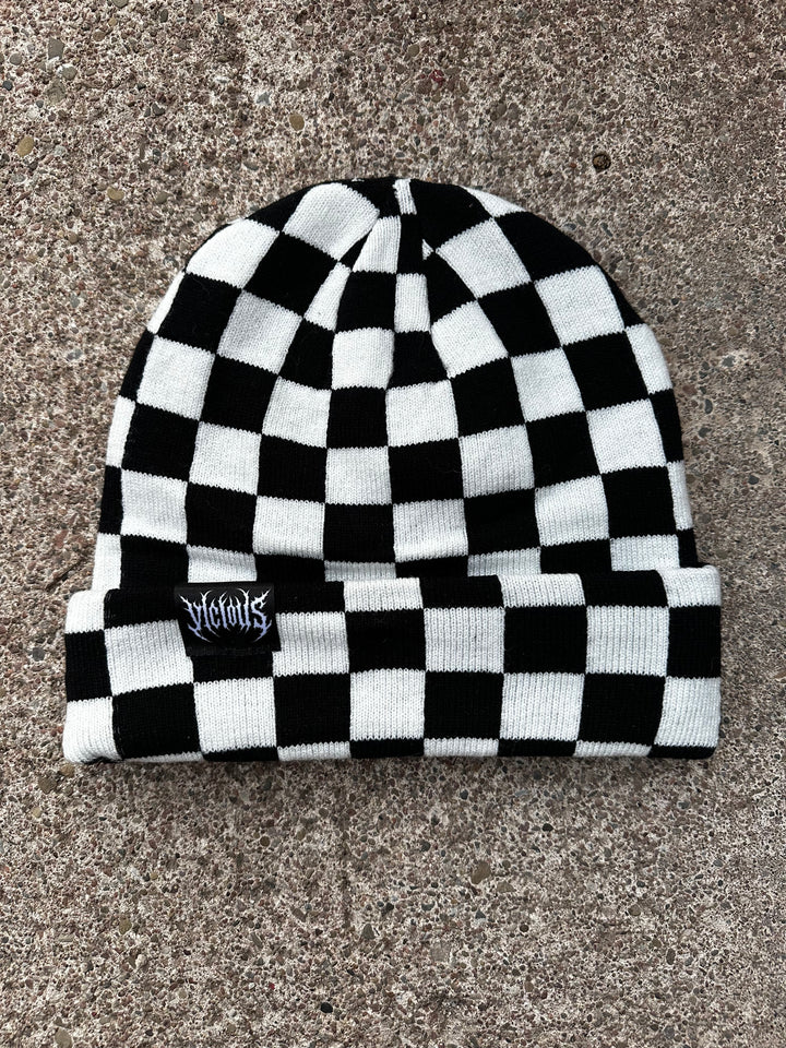 CHECKERBOARD BEANIE HAT
