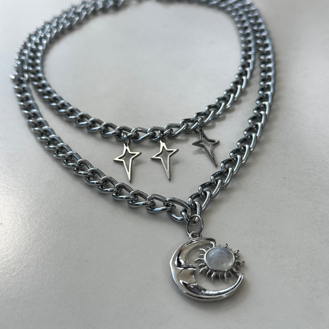MOON & STARS DOUBLE NECKLACE