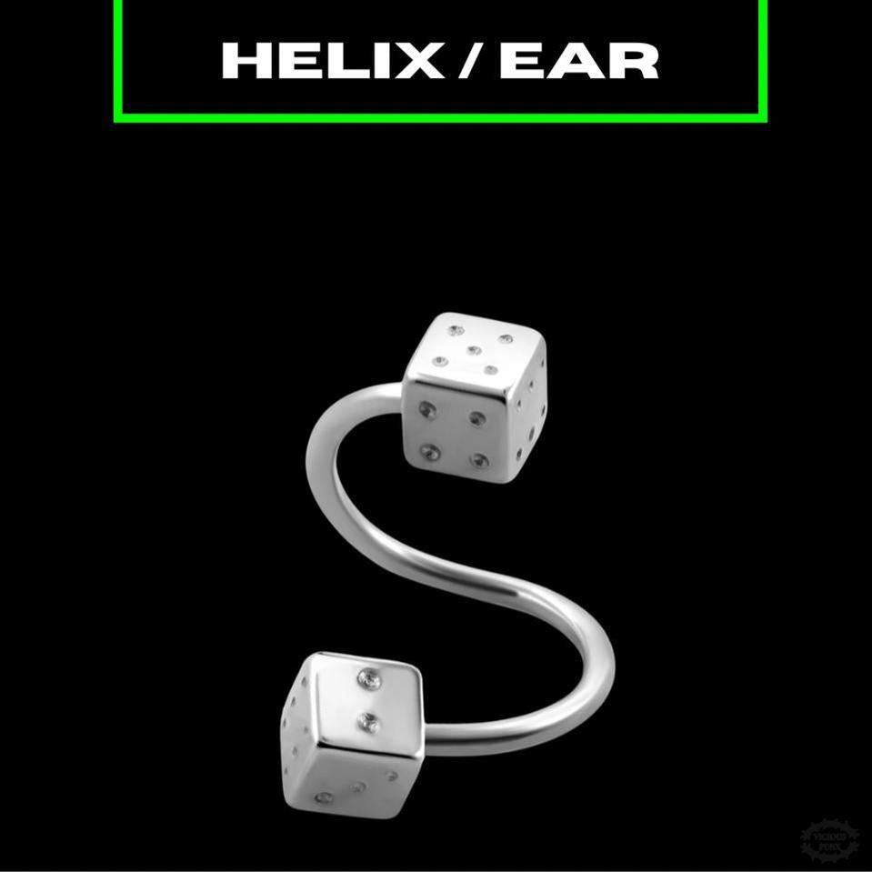 DICE SPIRAL EAR / HELIX BAR-Vicious Punx-Vicious Punx