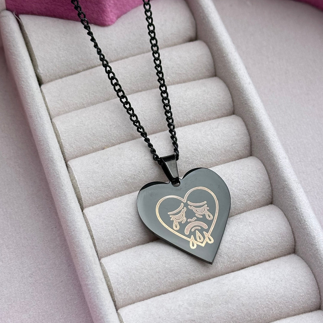 SALE - BLACK CRYING HEART NECKLACE