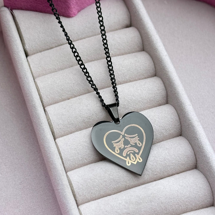 SALE - BLACK CRYING HEART NECKLACE