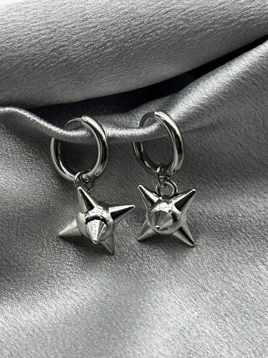 SPIKE MACE BALL HOOP EARRINGS