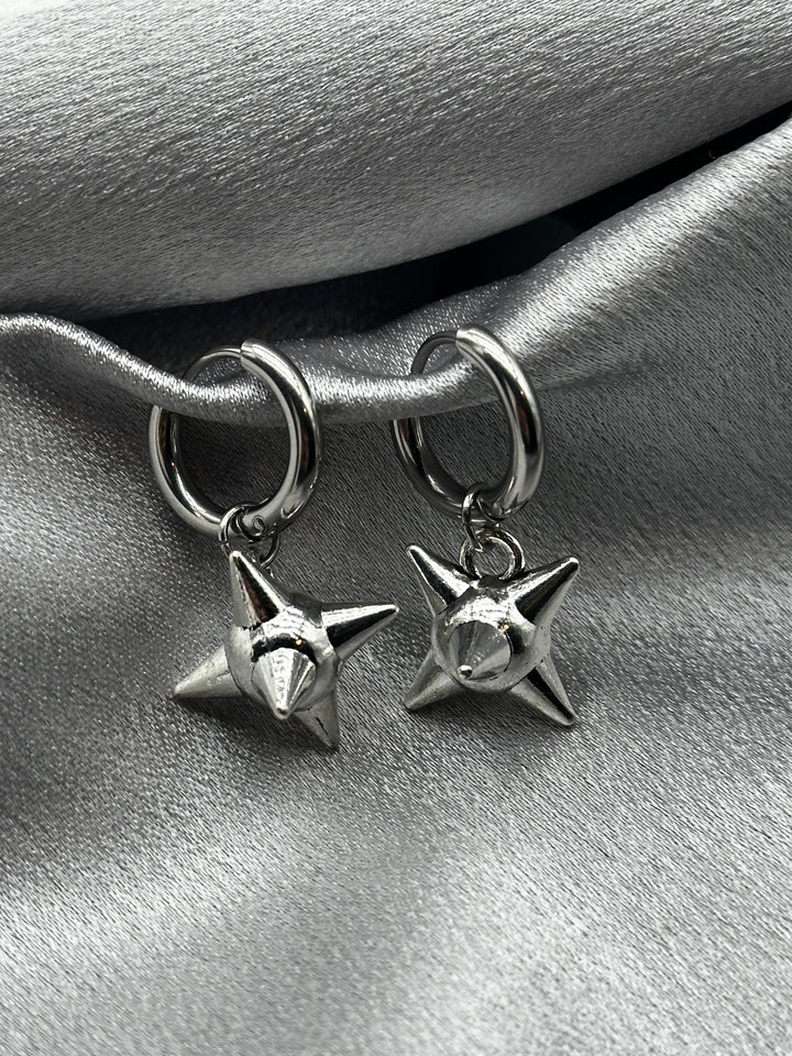 SPIKE MACE BALL HOOP EARRINGS