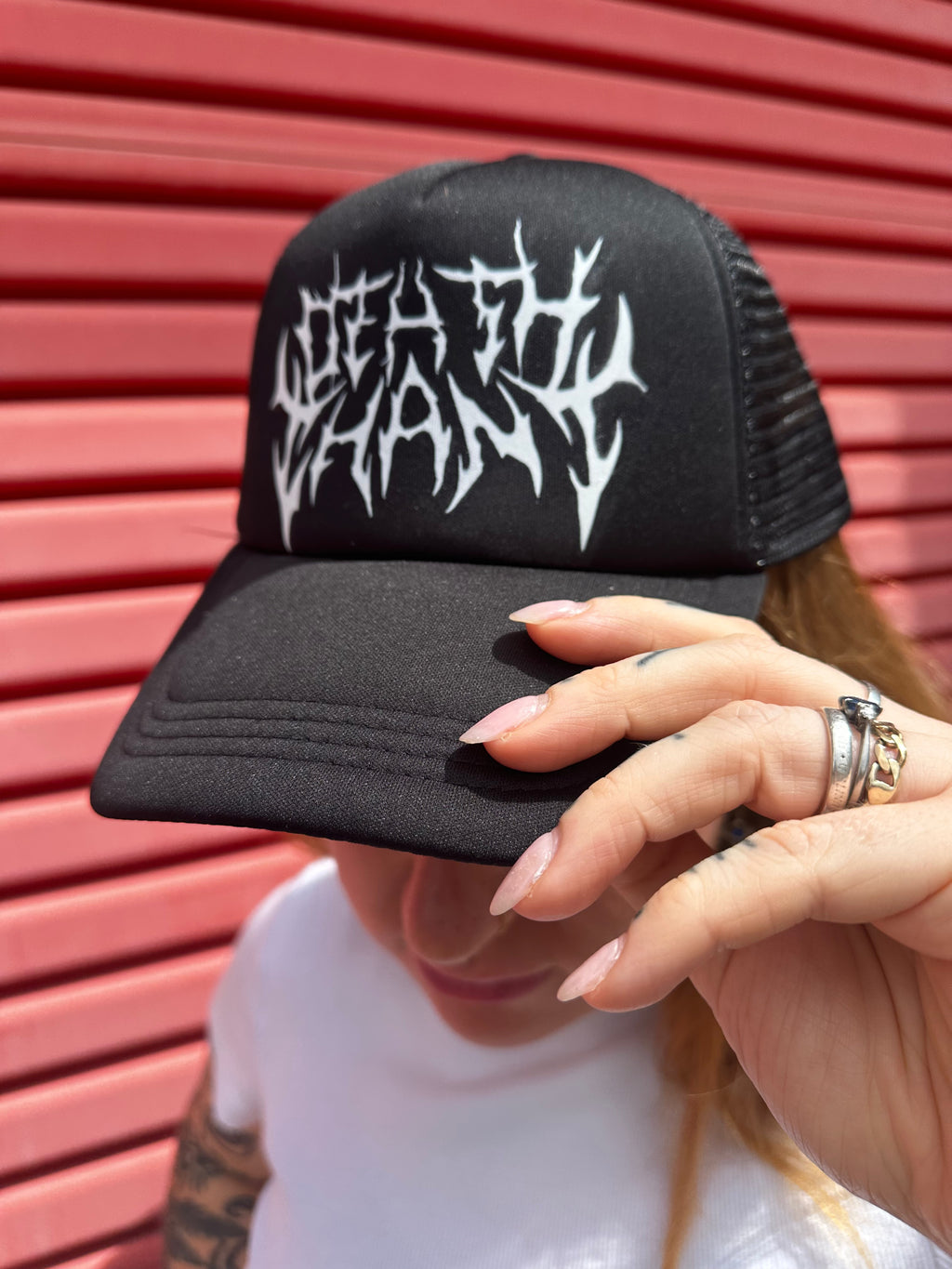 DEATH CHANT PRINTED TRUCKER CAP