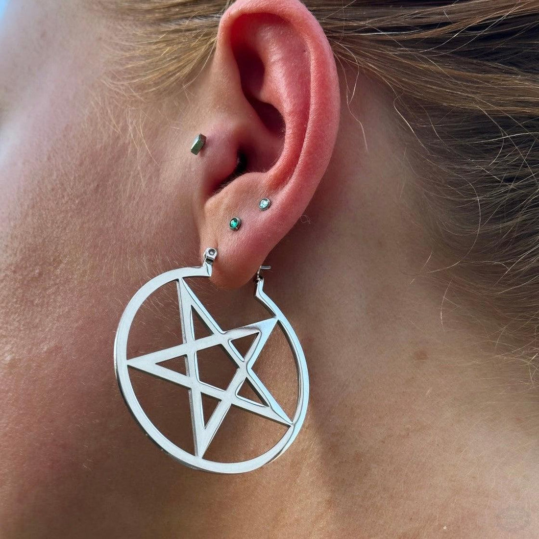 PENTACLE HOOP EARRINGS-Vicious Punx-Vicious Punx