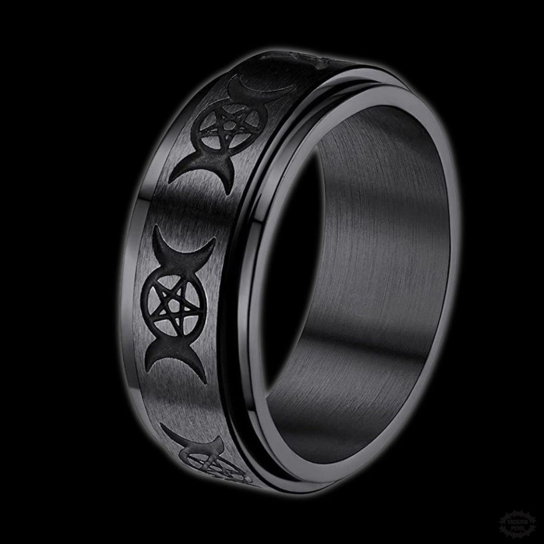 TRIPLE MOON SPINNER RING-Vicious Punx-Vicious Punx