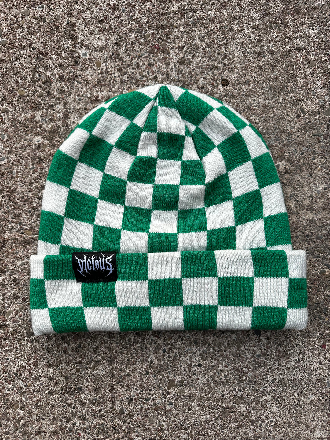 CHECKERBOARD BEANIE HAT