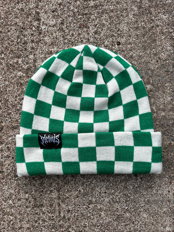 CHECKERBOARD BEANIE HAT