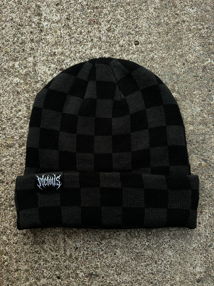 CHECKERBOARD BEANIE HAT
