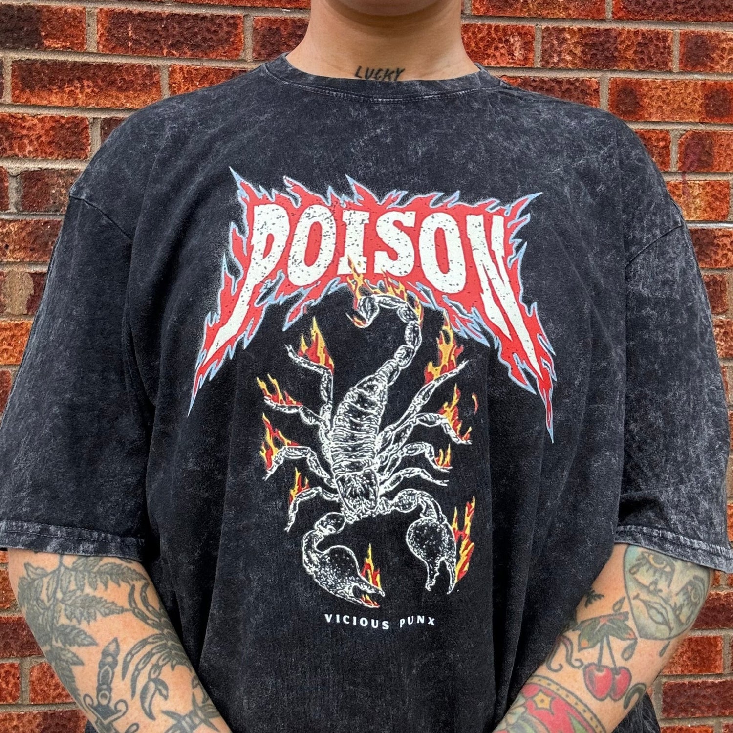 POISON SCORPION ACID WASH T-SHIRT-Vicious Punx-Vicious Punx